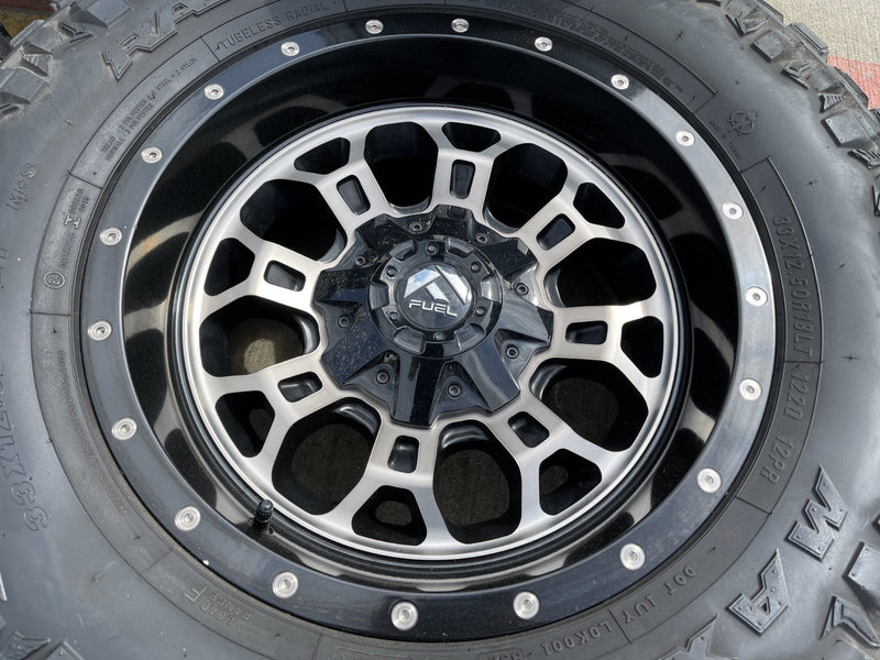 18" 18x9 Fuel Crush D561 Jeep Wrangler wheels rims 5x114.3 5x4.5 5x5 5x127 35" Texas Truck Tire