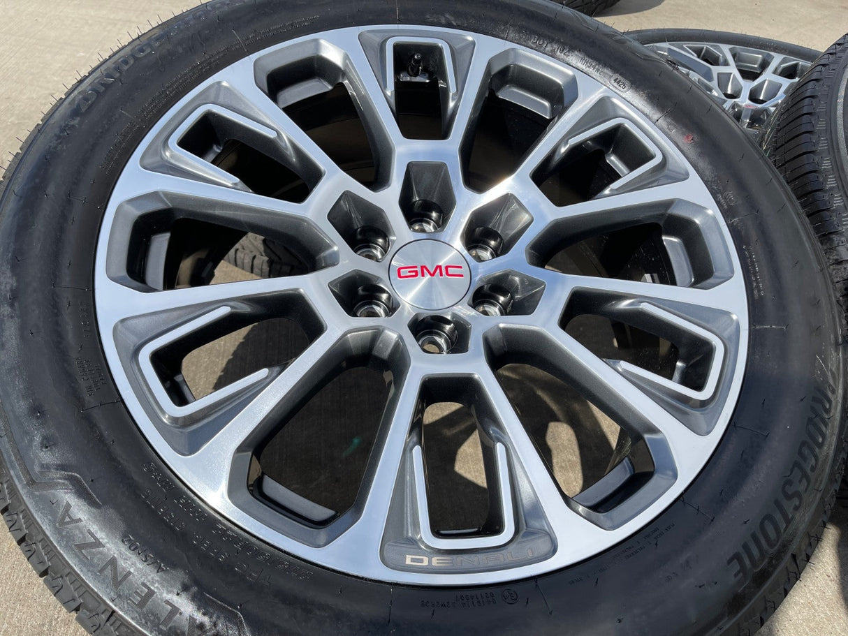 22" GMC Yukon Sierra DENALI OEM wheels rims Tahoe BRIDGESTONE 2024 2025 2026 NEW Texas Truck Tire