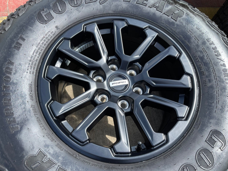 (5) 17" Ford F-150 Raptor OEM 10611 rims wheels Bronco tires GOODYEAR 35" Texas Truck Tire