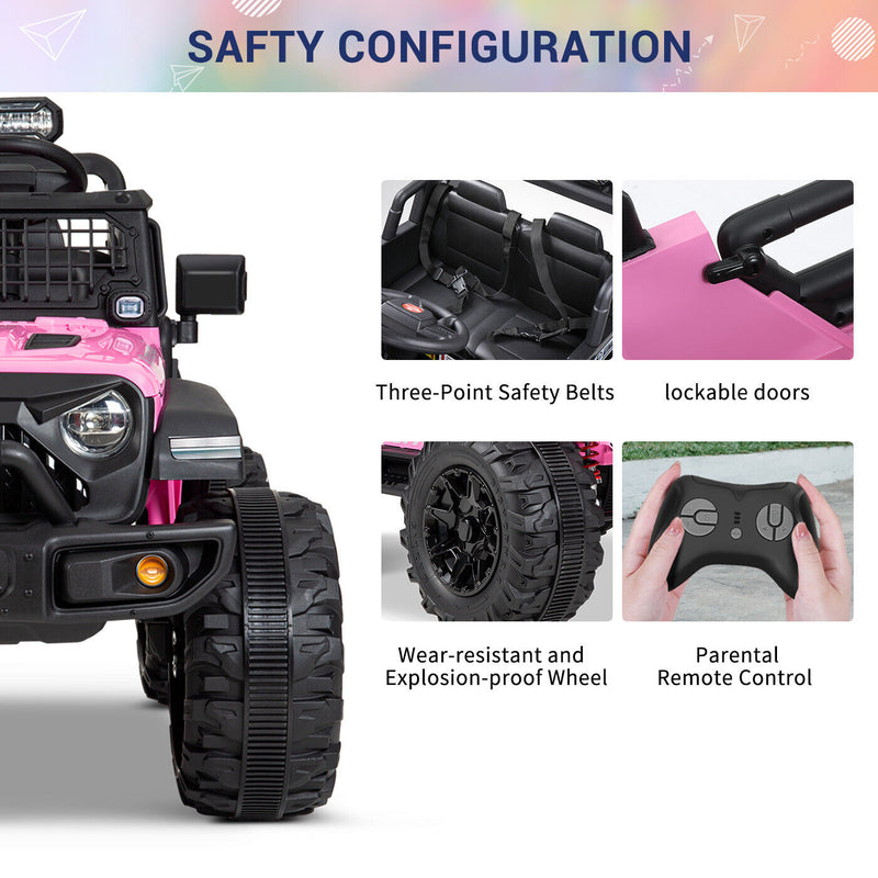 Kimbosmart 24V 4WD Children's Electric Ride-On Truck with Remote Control and Battery Level Alert