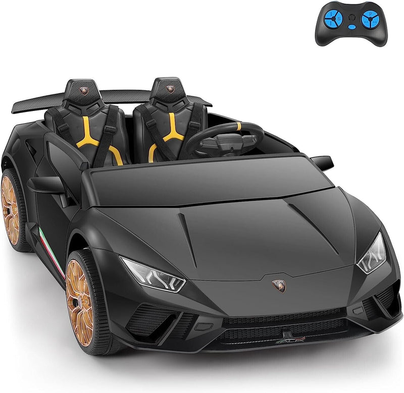 12V10Ah Electric Black Lamborghini Ride-On Car for Kids - 2 Seater with Remote Control