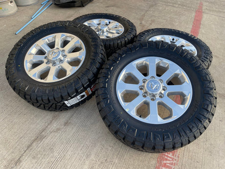 20" Dodge Ram 2500 3500 LARAMIE OEM 2700 wheels rims 2025 2026 NEW 35" NITRO Texas Truck Tire