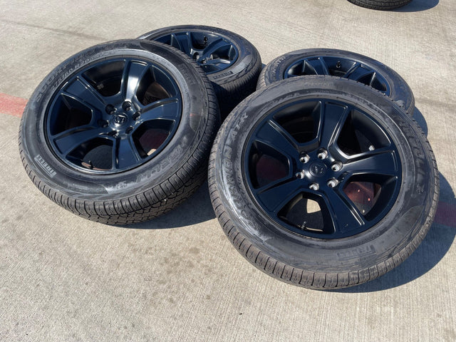 20" Dodge Ram 1500 OEM LIMITED Black 2676 2723 wheels rims PIRELLI A/TR Texas Truck Tire
