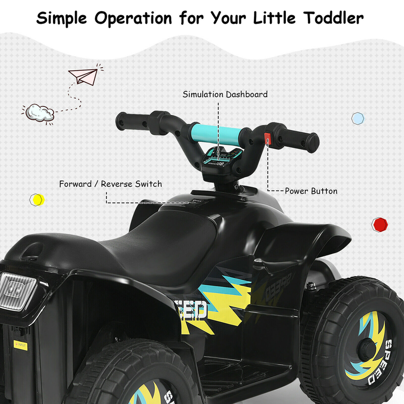 ATV Eléctrica para Niños Pequeños de 6V con Reversa - Regalo Ideal para Niños
