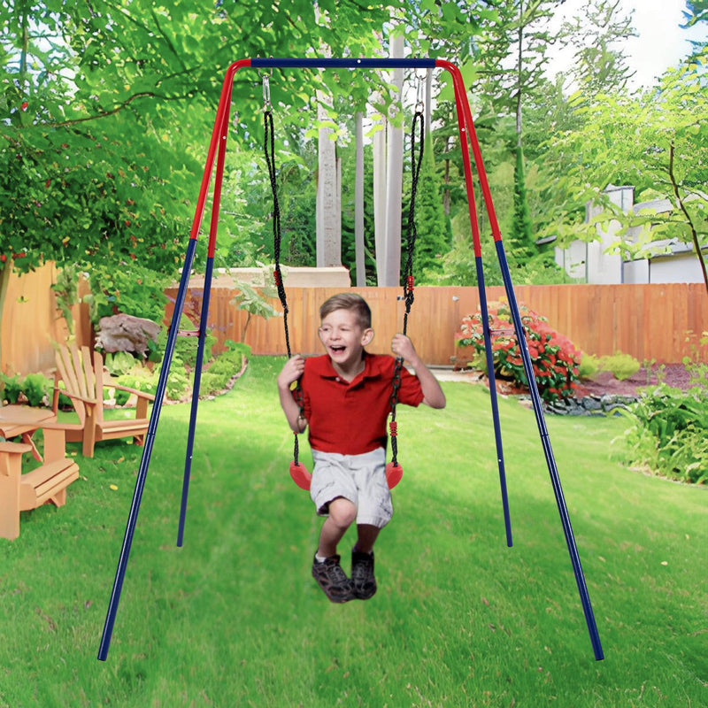 Green and Blue Baby Swing Set 2-in-1 Plastic Safe Mental Development Toy