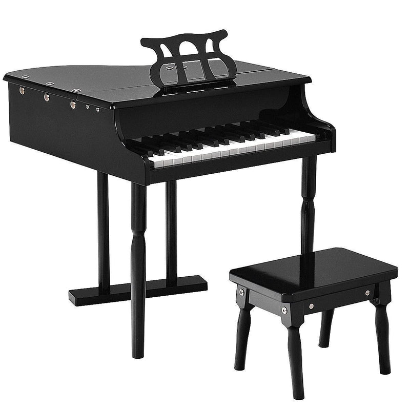 Stylish and Sturdy 30-Key Children's Grand Piano with Bench in Black