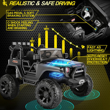 24V Jeep Music Fashion Ride-On Car with Remote Control for Electric Kids