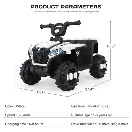 6V Electric ATV Quad Kids Ride-on Car Battery Powered 4-Wheel Motorcycle