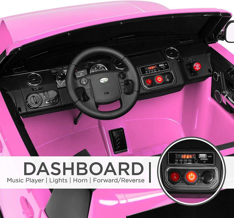 12V 2-Seater Authorized Land Rover Children's Girls Ride On SUV Vehicle Lights, Remote Control - Pink
