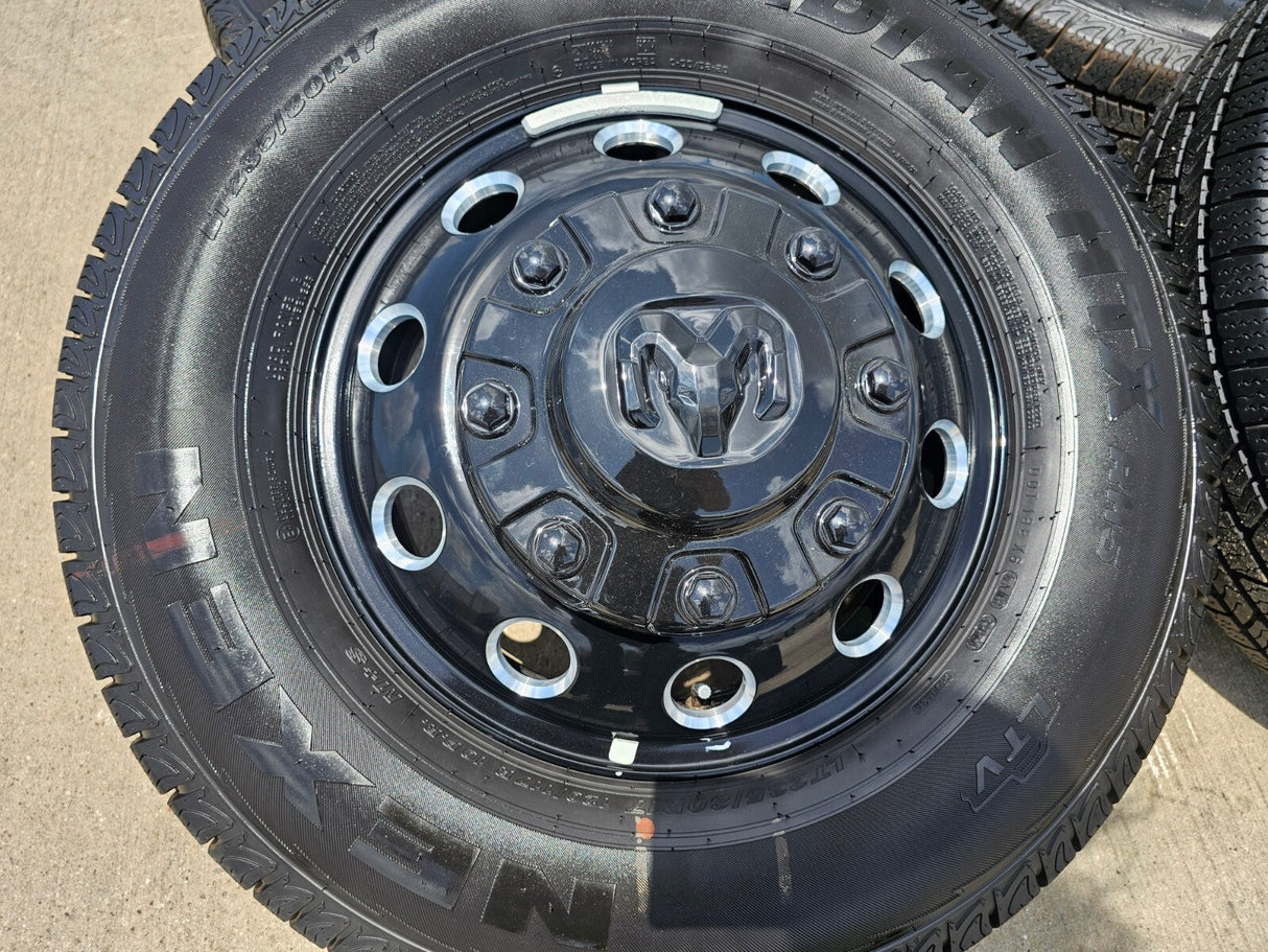 17" Dodge Ram 3500 Dually Laramie wheels rims 2706 2707 OEM black 2024 2025 NEW Texas Truck Tire