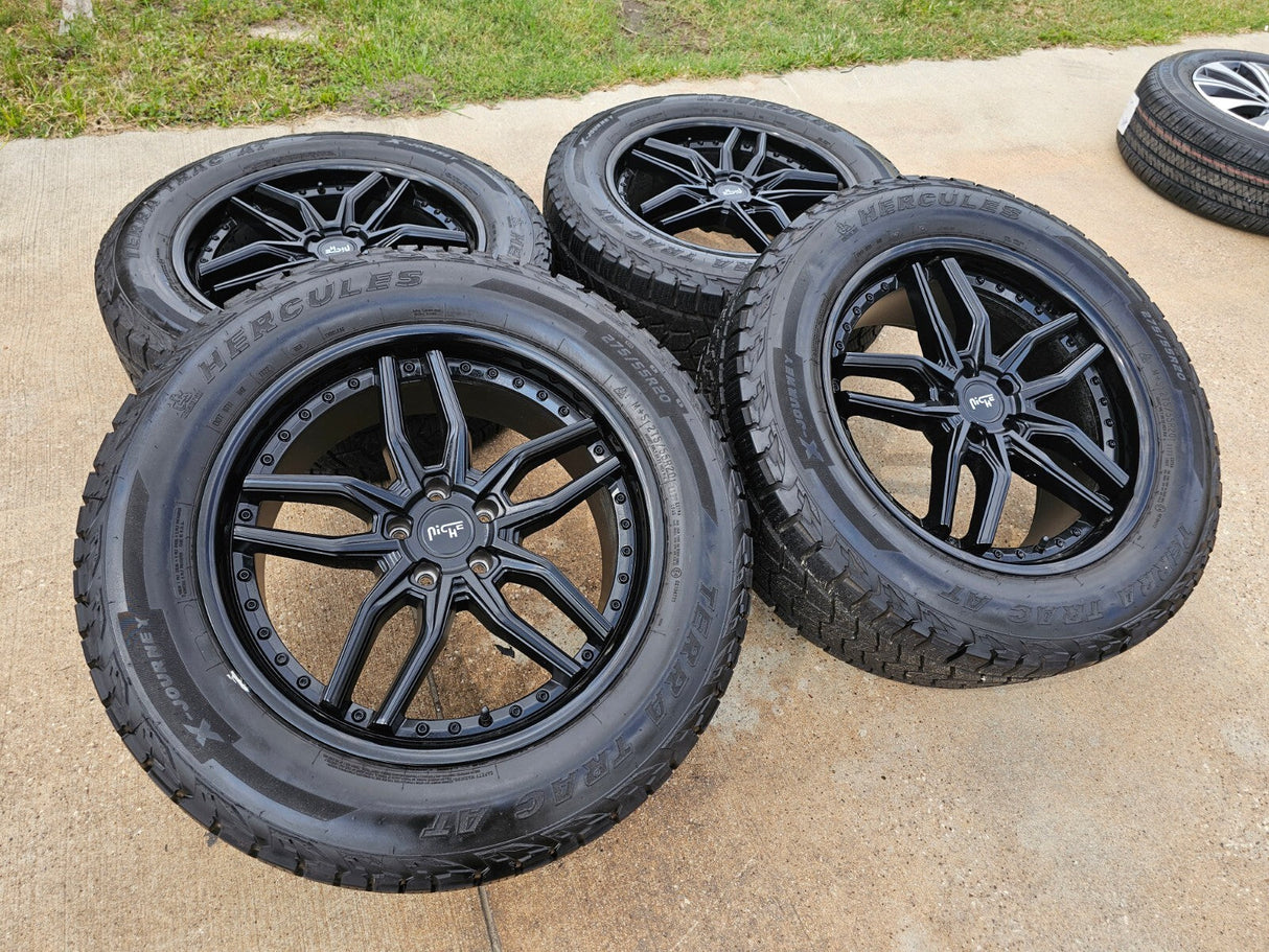 20" 20x9 NICHE Methos M194 Jeep Wrangler wheels rims 5x114.3 5x4.5 Texas Truck Tire