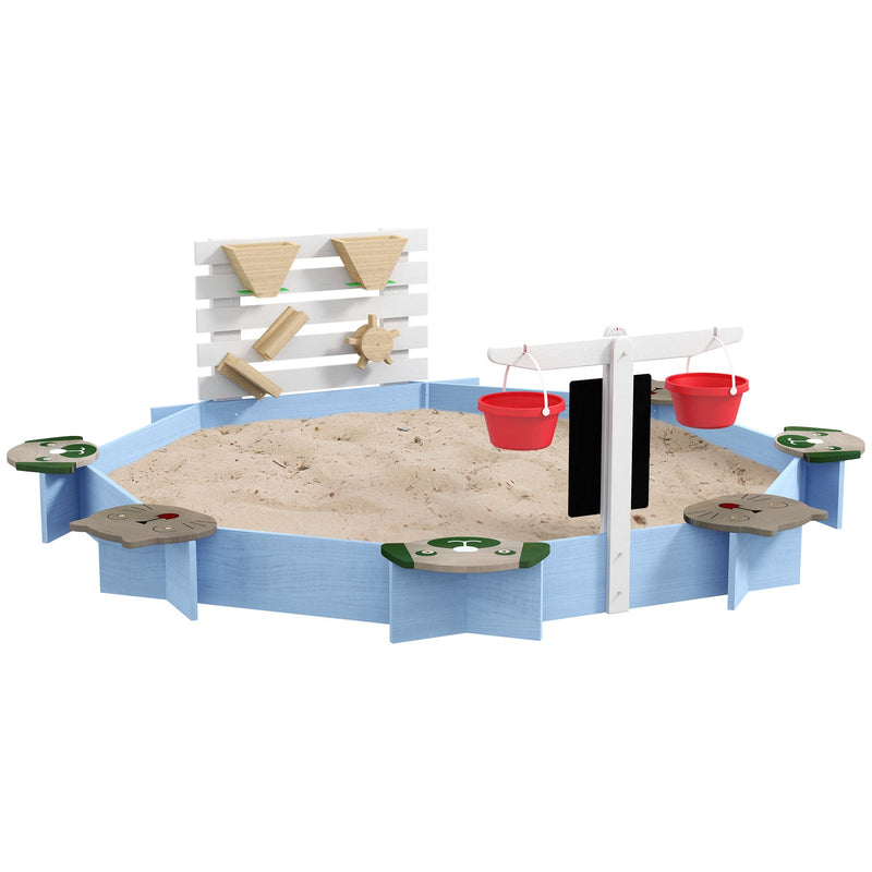 Wooden Sandbox for Ages 3-7, 85"x85"x25", Blue