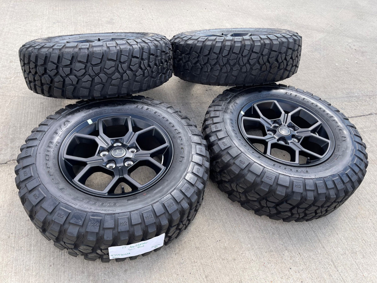 17" Jeep Gladiator OEM wheels rims 9326 95729 Wrangler BFG KM2 Texas Truck Tire