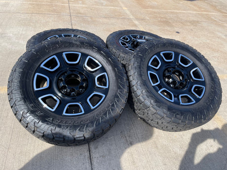 20" Ford F-250 F-350 OEM 10486 Lariat wheels rims 2024 2025 2026 TOYO 35" Texas Truck Tire