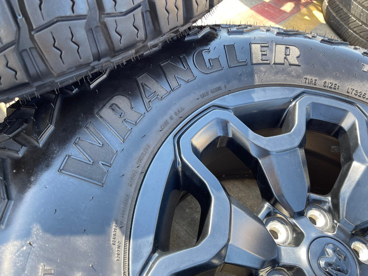 18" Dodge Ram 1500 TRX RHO Black OEM 66002 wheels rims TERRITORY M/T 35" Texas Truck Tire