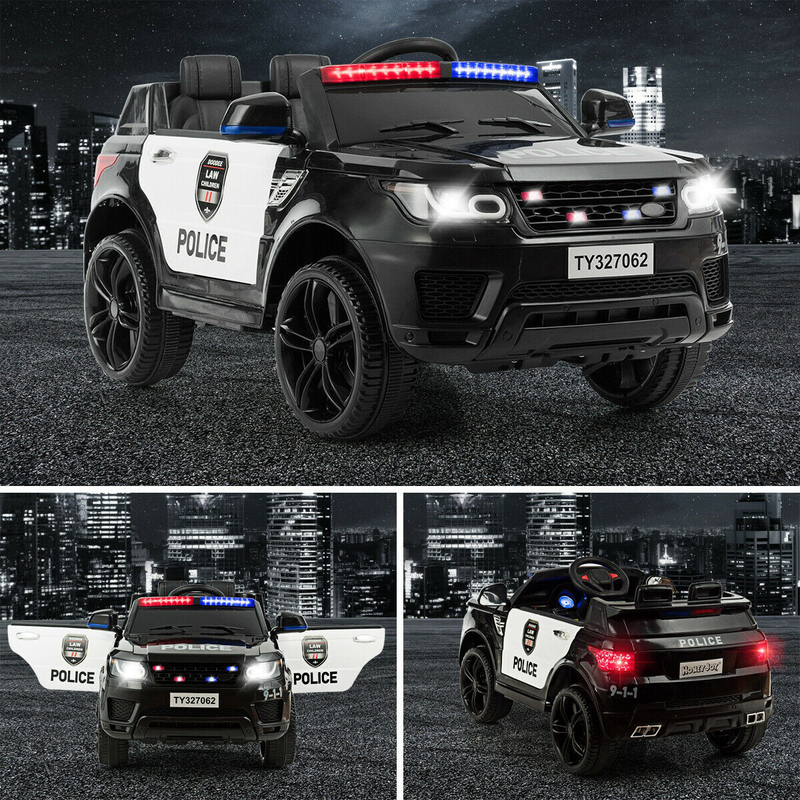 Electric Bluetooth Ride On Police Car for Kids with Remote Control - 12V
