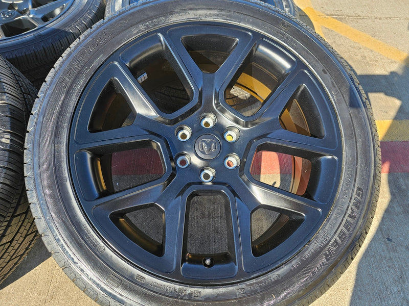 22" Dodge Ram 1500 OEM LIMITED Laramie wheels rims black 2725 2684 GENERAL Texas Truck Tire