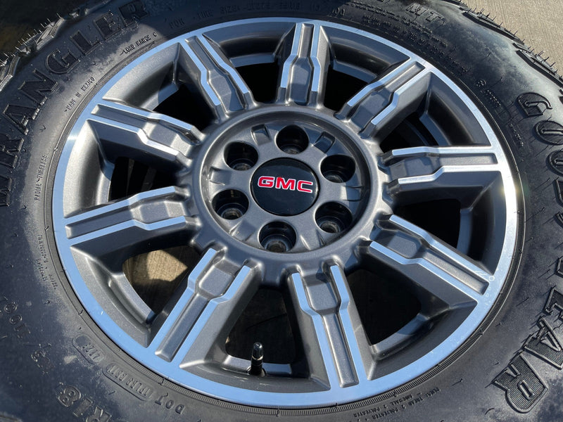 18" GMC Sierra AT4X Chevy Silverado OEM 14131 wheels rims 2024 2025 2026 Texas Truck Tire