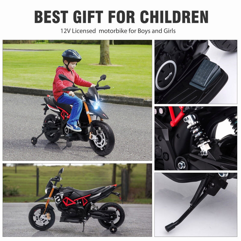 TOBBI 12V Aprilia Licensed Electric Dirt Bike for Kids - Perfect Xmas Gift!