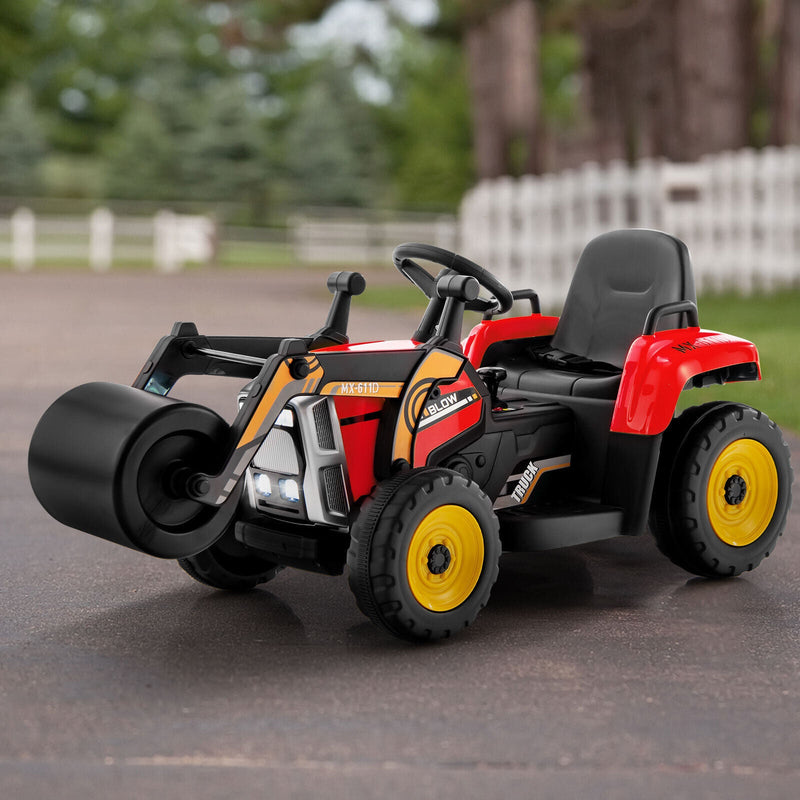 12V Electric Tractor for Kids with Remote Control, LED Lights, and Music - Red
