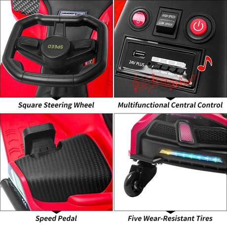 Electric Drifting Go-Kart for Kids - 24V Ride-On Car with Speeds Up to 7.5 mph