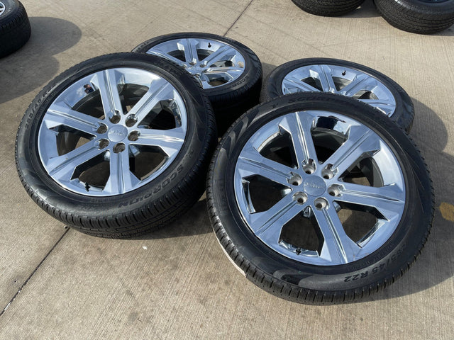 22" GMC Yukon DENALI OEM wheels rims 5667 tires Sierra CHROME PIRELLI Texas Truck Tire