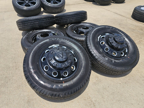 17" Dodge Ram 3500 Dually Laramie wheels rims 2706 2707 OEM black 2024 2025 NEW Texas Truck Tire