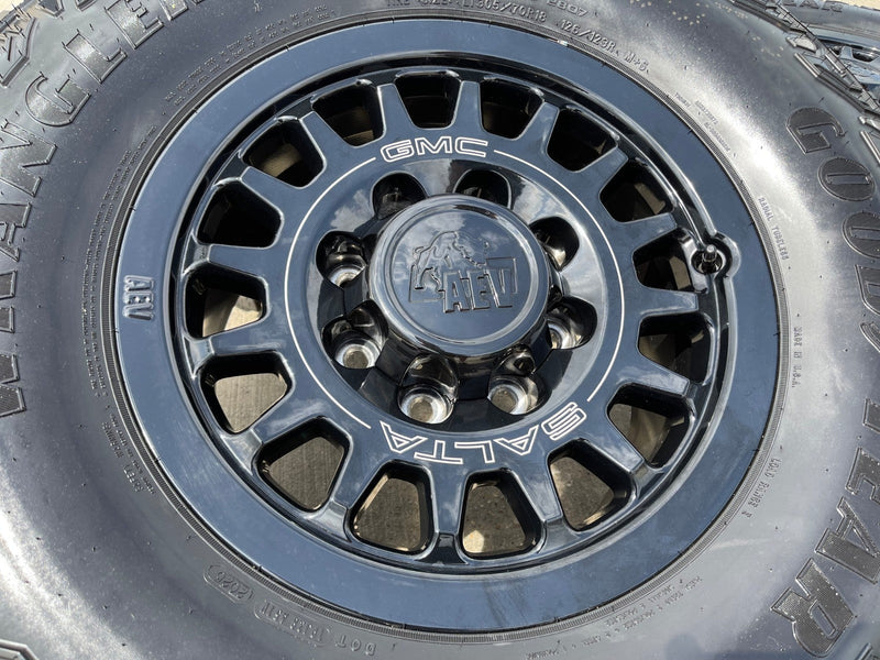 18" AEV SALTA GMC Sierra AT4X Chevy Trail Boss 2500 OEM wheels rims GOODYEAR 35" Texas Truck Tire
