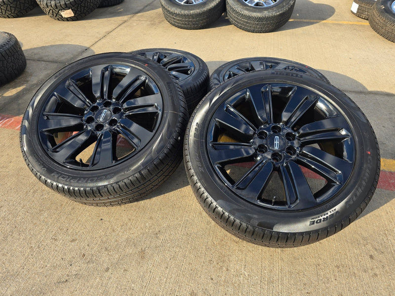 22" Lincoln Navigator OEM rims wheels Black Label 95384 10496 tires PIRELLI NEW Texas Truck Tire