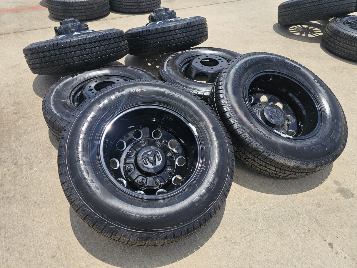 17" Dodge Ram 3500 Dually Laramie wheels rims 2706 2707 OEM black 2024 2025 NEW Texas Truck Tire