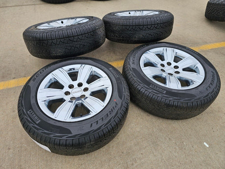 20" GMC Sierra Yukon DENALI OEM wheels rims 5752 chrome tires PIRELLI A/T Texas Truck Tire