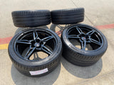 19" + 20" Chevy Corvette C8 OEM 14007 14008 wheels rims BLACK TPMS Texas Truck Tire