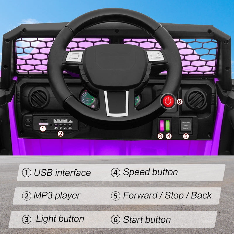 12V Kids Ride-On Power Wheels Remote Control Truck Vehicle Purple