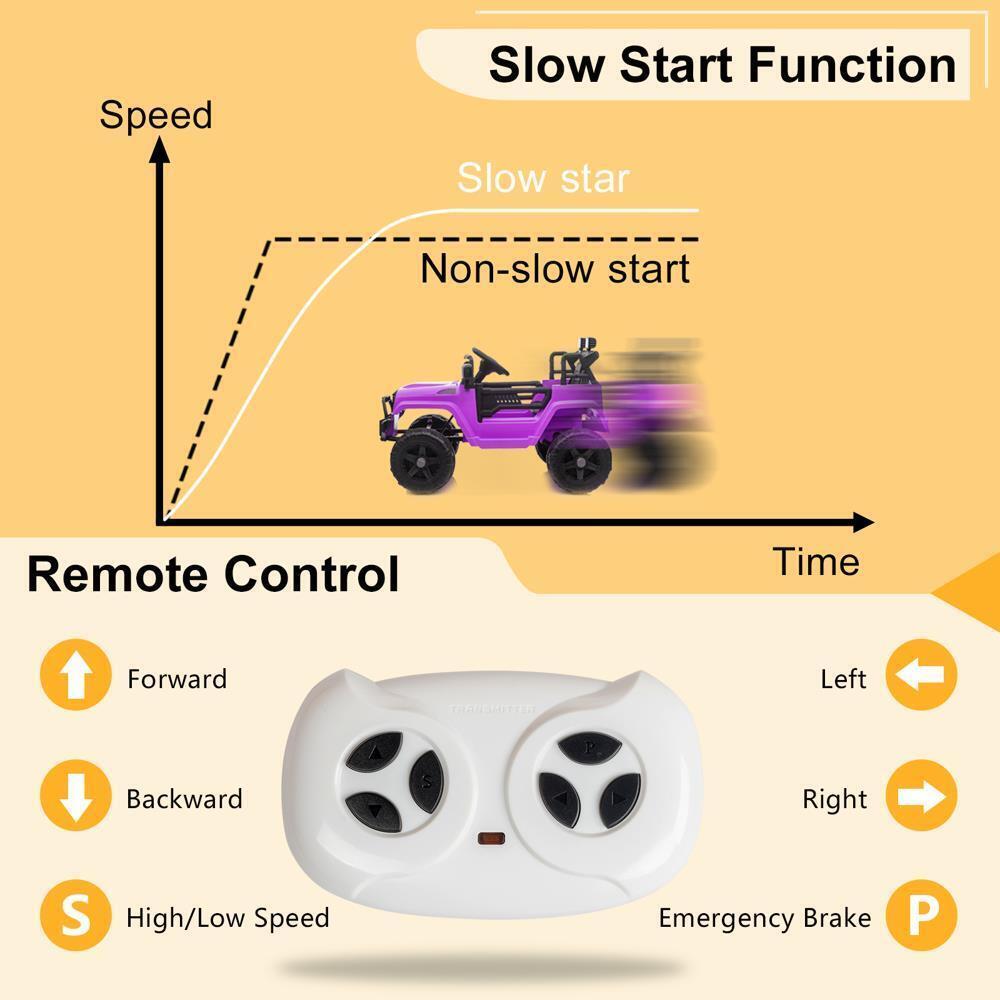 Electric Ride-On Car for Kids with Music, Lights, and Remote Control - Purple