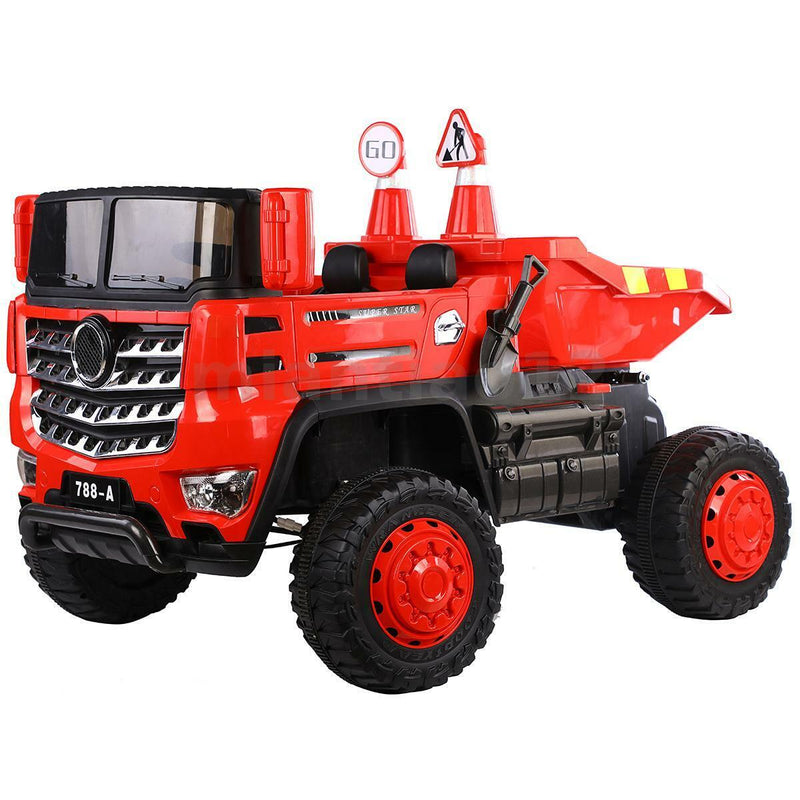 12V Electric Construction Toy - Dump Truck with Moving Bed and Shovel