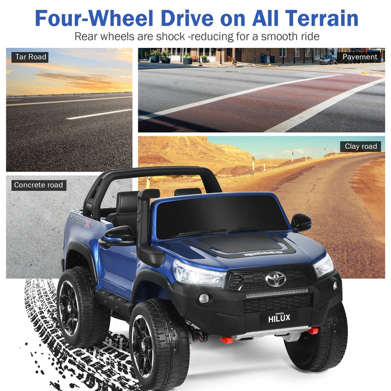 2-Seater Licensed Toyota Hilux Ride On Truck Car with Remote Control - Blue