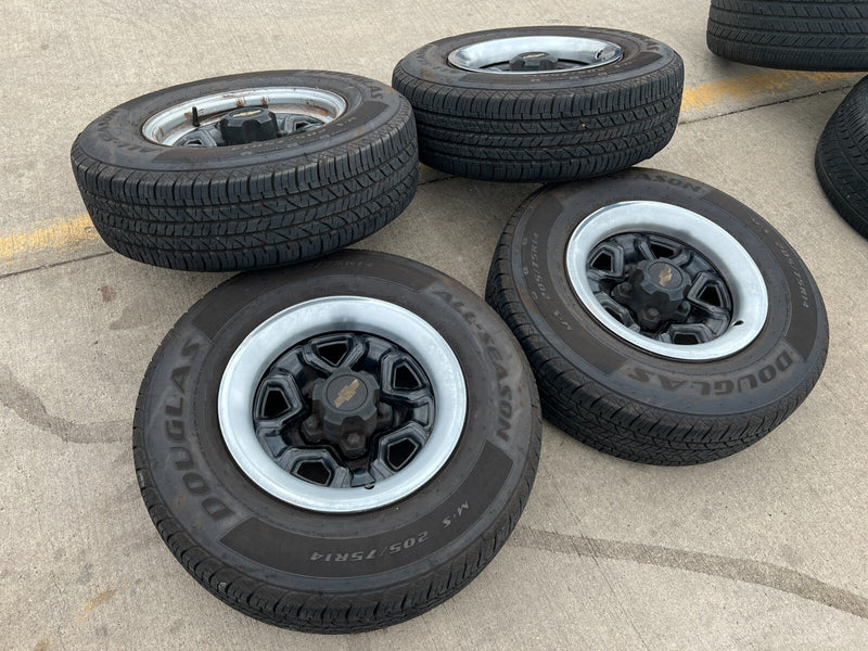 14" Chevy C1500 Blazer Old School Chevy wheels rims GMC tires 5x120 5x4.75 Texas Truck Tire