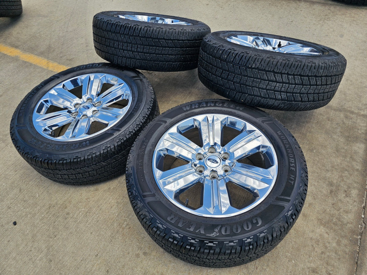 20" Ford F-150 Expedition OEM Lariat rims wheels 10171 tires CHROME NICE SET Texas Truck Tire