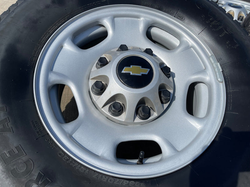 17" Chevy Silverado GMC Sierra 2500 OEM 8095 wheels rims FIRESTONE TRANSFORCE AT Texas Truck Tire