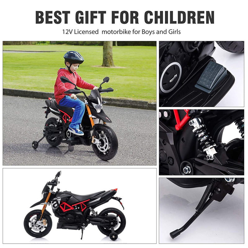 TOBBI Aprilia Motorcycle Ride-On for Kids 3+ Years - Black