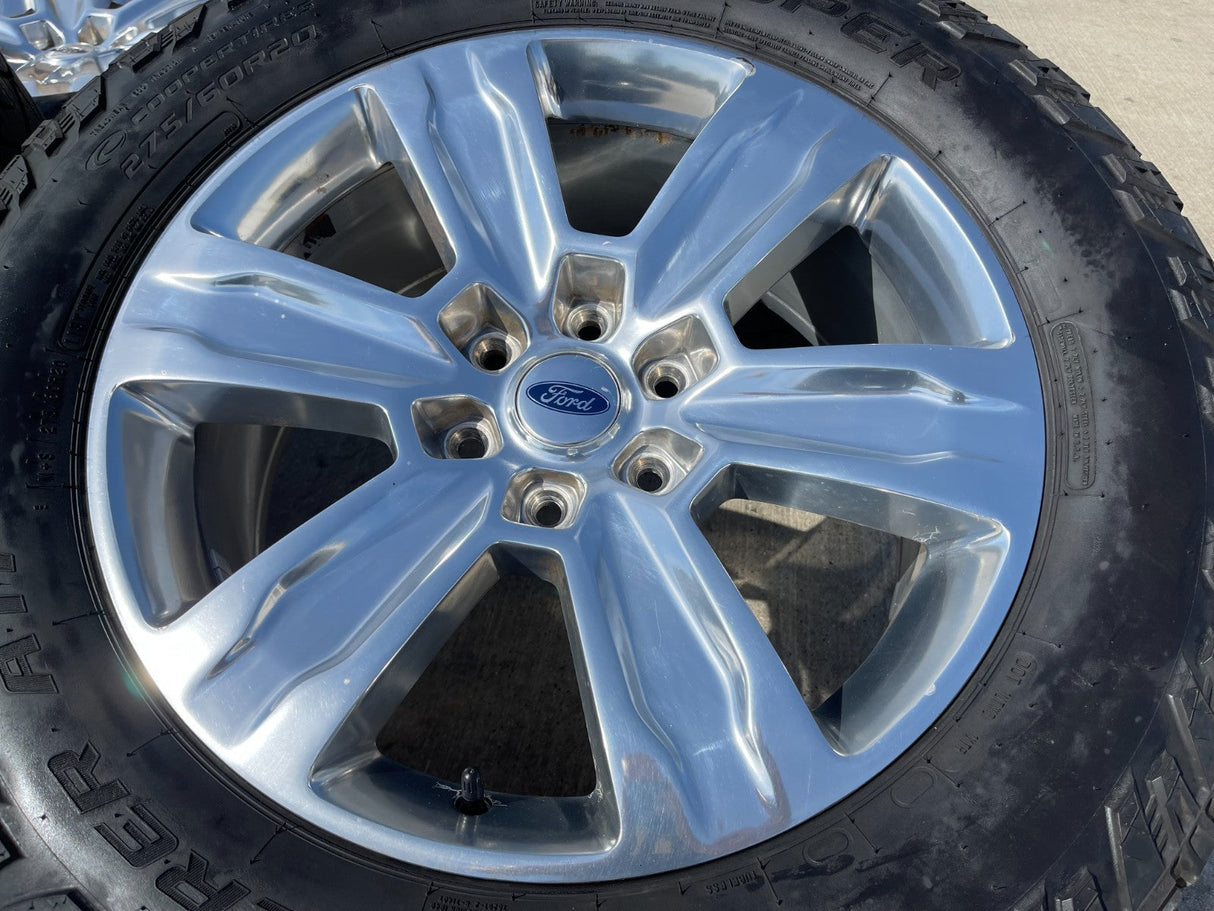 20" Ford F-150 Expedition OEM rims wheels polished 10004 tires COOPER A/T Texas Truck Tire