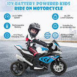 Blue 3-Wheel Electric Ride-On Motorcycle for Kids with Light and Music - 12V, Ages 3-6