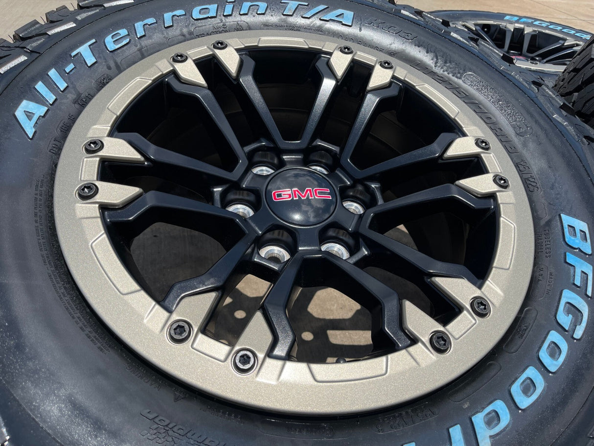 18" GMC Sierra Chevy Silverado OEM Beadlock wheels rims Canyon Colorado NEW BFG Texas Truck Tire