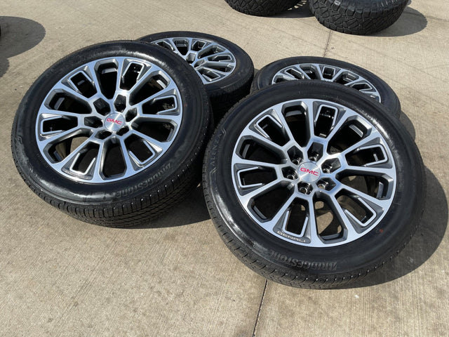 22" GMC Yukon Sierra DENALI OEM wheels rims Tahoe BRIDGESTONE 2024 2025 2026 NEW Texas Truck Tire