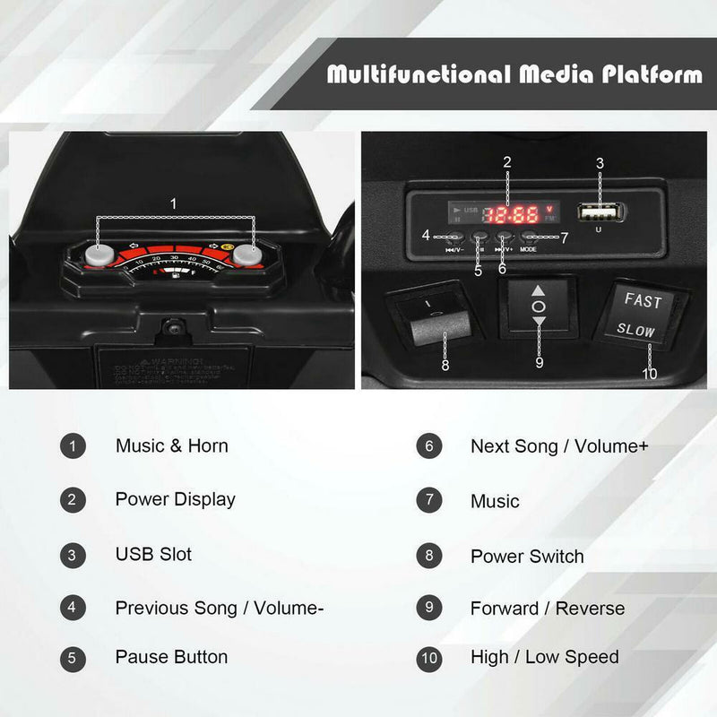 12V Electric ATV Quad for Kids with Music, LED Lights, and Black Finish