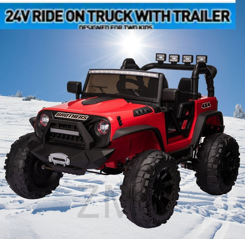 Electric 24V Battery Kids Ride On Car Toy Jeep with USB, Bluetooth, and Remote Control Features