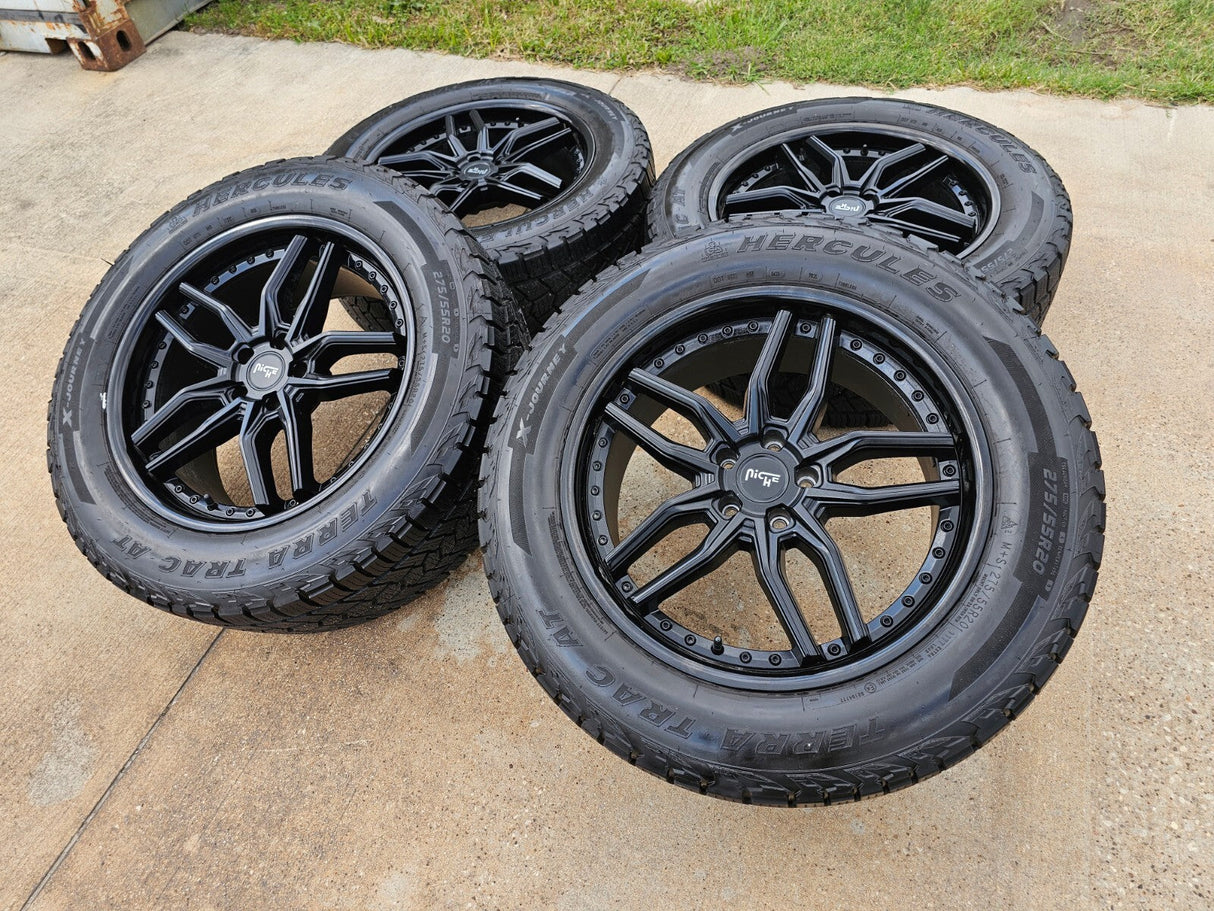 20" 20x9 NICHE Methos M194 Jeep Wrangler wheels rims 5x114.3 5x4.5 Texas Truck Tire