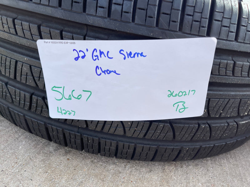 22" GMC Yukon DENALI OEM wheels rims 5667 tires Sierra CHROME PIRELLI Texas Truck Tire