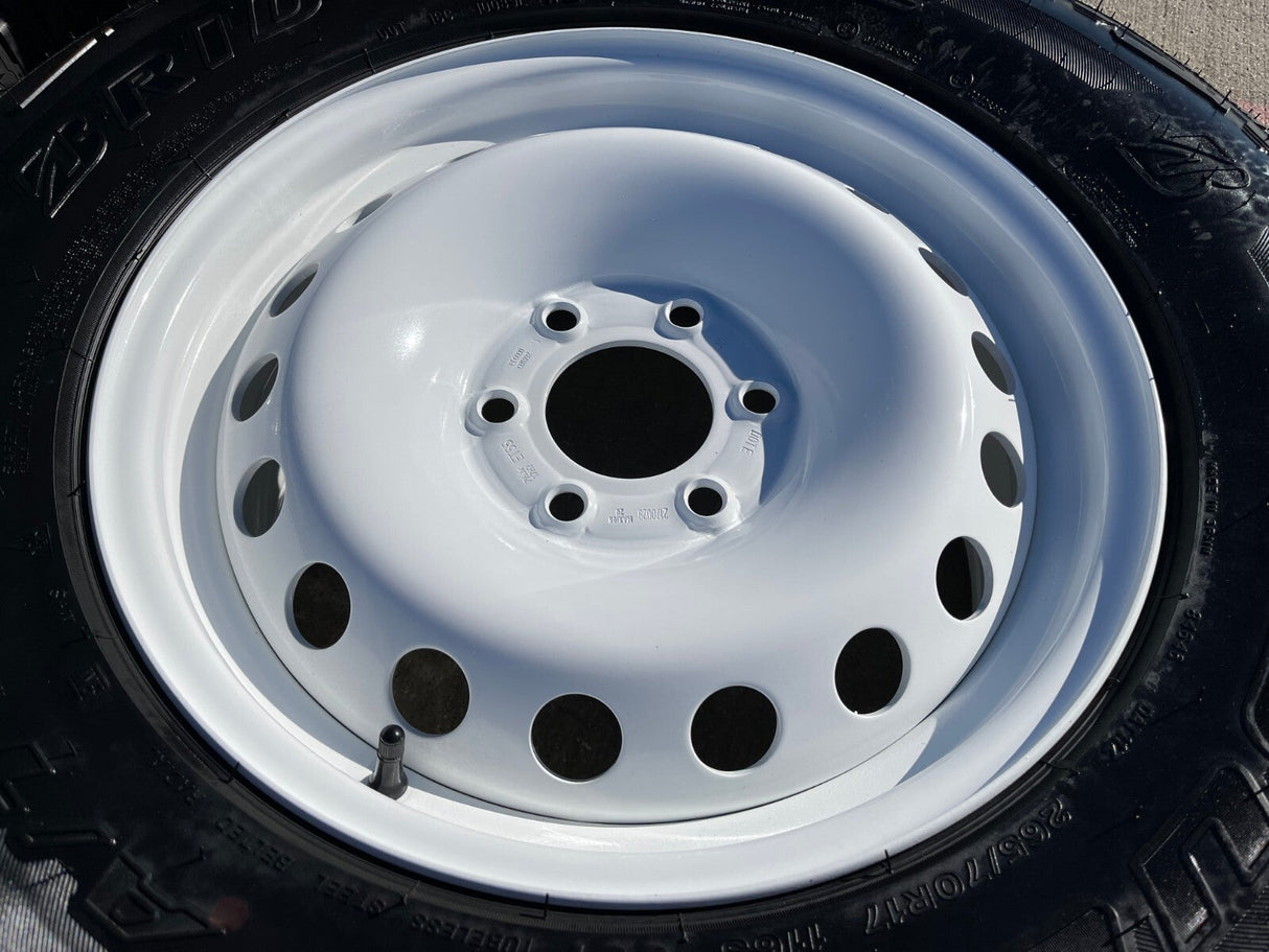 17" INEOS Grenadier OEM steel wheels rims WHITE tires 2024 2025 2026 NEW Texas Truck Tire