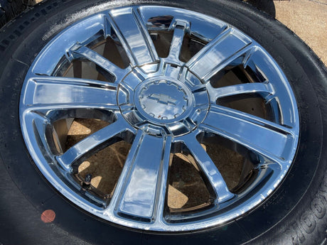 20" Chevy Silverado Tahoe OEM wheels rims 5653 CHROME 2016 2017 2018 2019 2020 Texas Truck Tire